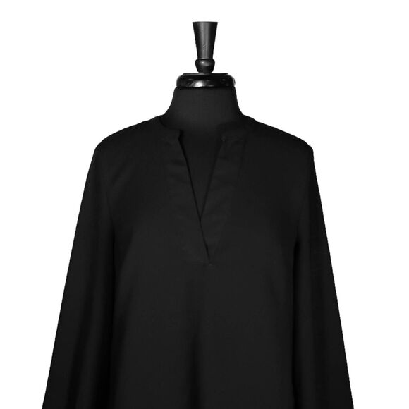 J. Crew Women's Blouse Black V-Neck Crepe Drapey Long Sleeve Pullover Top Medium - Picture 5 of 9